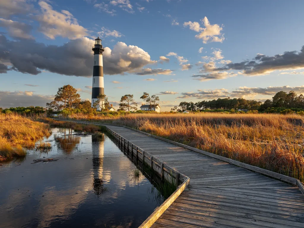 footbridge and lighthouse